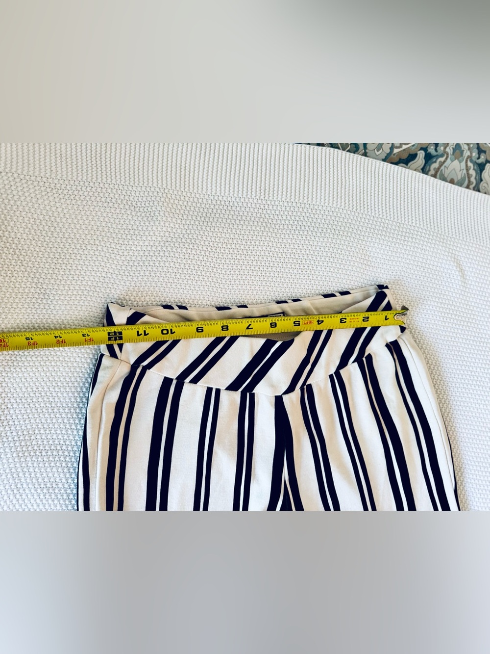 MARC CAIN Black & White Vertical-Stripe Wide Leg Trousers Pull-On Pants - Picture 12 of 16